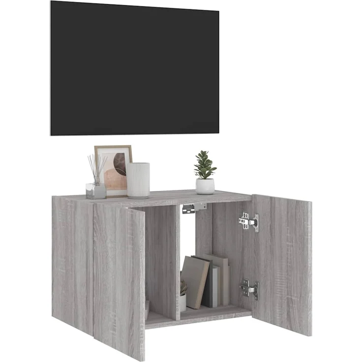 TV-Wandschrank, Fernsehschrank mit LED-Leuchten Grau Sonoma 60 x 35 x 41 cm – Bild 6