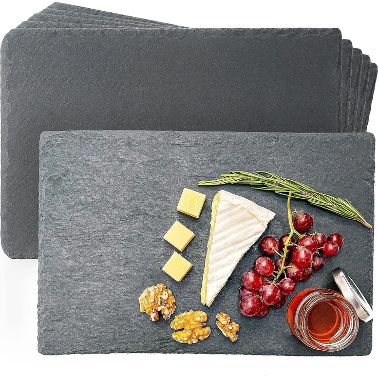 Praknu Servierplatte Schieferplatten 6er Set Schwarz, Schiefer, (Set, 6-tlg), Platzset