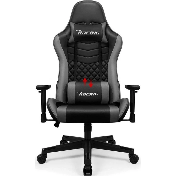 Hiazurm Gaming-Stuhl Gaming Stuhl, Bürostuhl Ergonomisch Wippfunktion bis zu 170° (Gaming Chair mit gepolsterten Armlehnen, 10 cm Höhenverstellung), Verstellbarem Lenden- & Kopfkissen, Gamer Stuhl 150kg Belastbarkeit – Bild 5