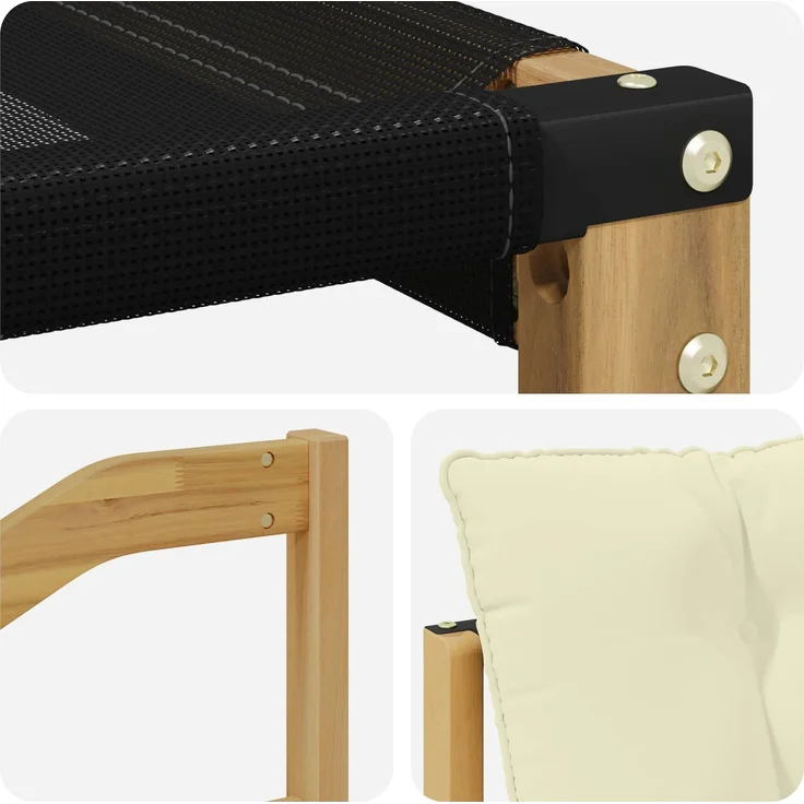 vidaXL Outdoor-Sofagarnitur Massives Akazienholz und Textilene Weiß 3439072 – Bild 8