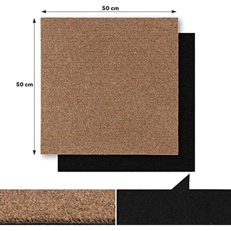 KARAT Teppichfliesen Moskau 50x50 cm selbstliegend - 48 Stück Set - 12m² - strapazierfähiger Teppich Bodenbelag mit hochwertigem Schlingenflor für Haus & Büro - antistatisch mit Bitumen Rücken - Beige – Bild 3