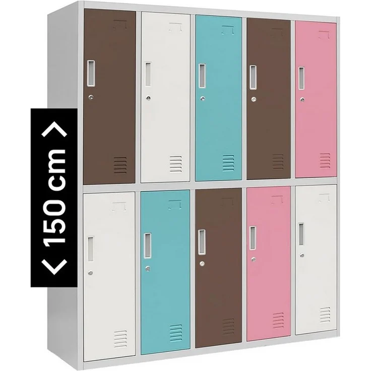 Jan Nowak Schließfachschrank 5B2AS Umkleideschrank Wertfachschrank Umkleideschrank mit 10 Fächern Stahlblechkonstruktion Pulverbeschichtet 150 x 136 x 45 cm (H x B x T) (Pastellfarben) – Bild 2