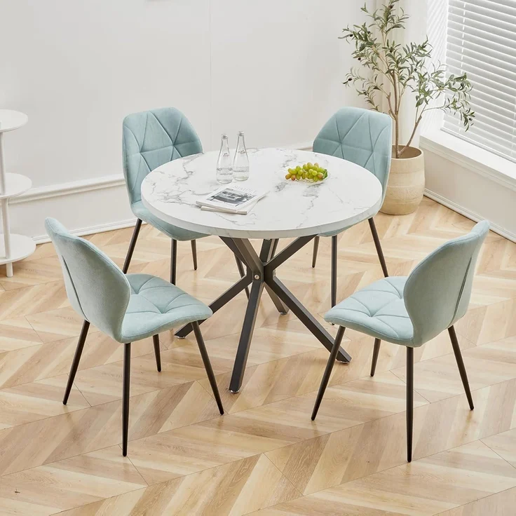 Esszimmerstühle 4erSet Metallbeine Stoffkissen Mintgrün 4er set – Bild 2