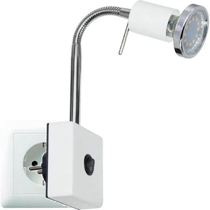 TRANGO LED Nachtlicht, 2607W LED Steckerleuchte *EVIE* Wandleuchte, Leselampe, Küchenlampe, Nachtlicht in Weiß matt inkl. 1x 3 Watt GU10 LED Leuchtmittel 3000K warmweiß, Wandlampe, Küchenlampe, Steckerlampe
