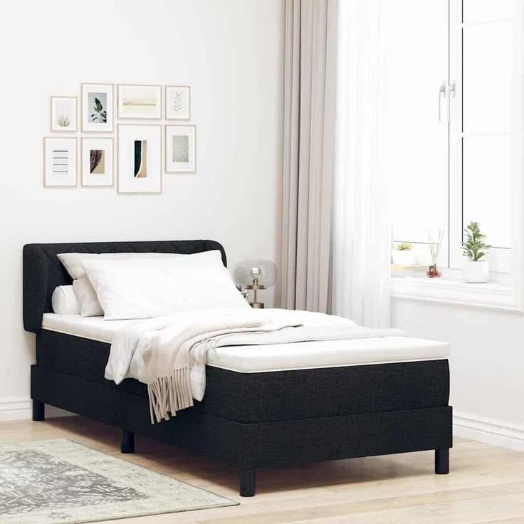 vidaXL Boxspringbett mit Kopfteil Schwarz 100 x 200 cm Stoff 3340075 – Bild 1