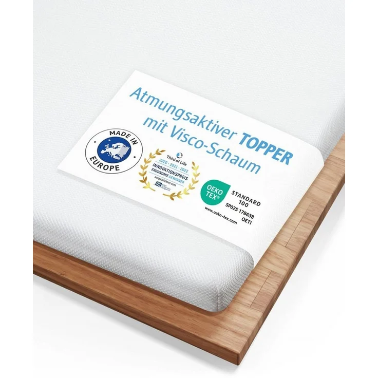 Third of Life, Topper Matratzentopper AERO ActiveClima - atmungsaktive Komfortauflage, 5 cm hoch, 100% hochwertiger Memory Schaum, Atmungsaktiv, feuchtigkeitsregulierend, stützend, hygienisch – Bild 1
