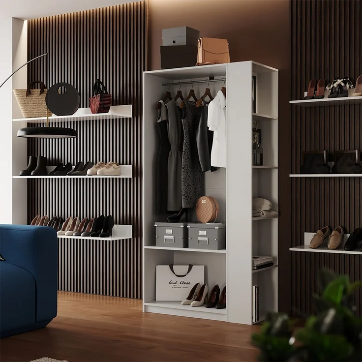 Kleiderschrank Elmo Weiß 80 x 200 cm 2er Set Vicco – Bild 3