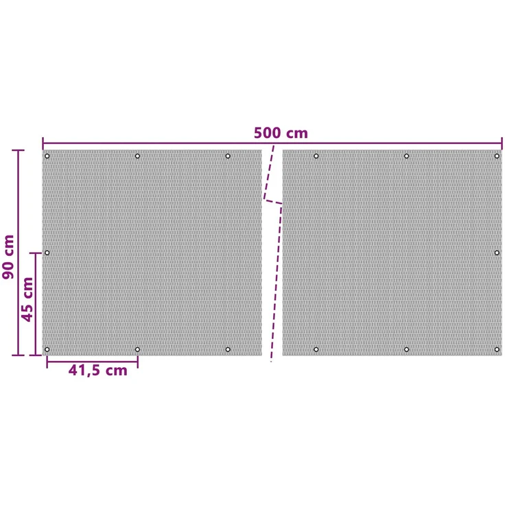 vidaXL Balkonsichtschutz mit Ösen 500 x 90 cm Poly-Rattan Schwarz 42032653 – Bild 5