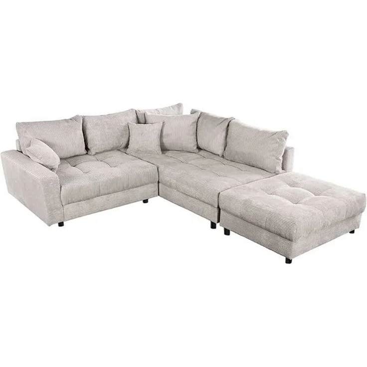 riess-ambiente Ecksofa KENT 220cm beige / schwarz, Einzelartikel 1 Teile, Wohnzimmer · Cord · mit Federkern · inklusive Hocker · L-Form · Modern – Bild 4