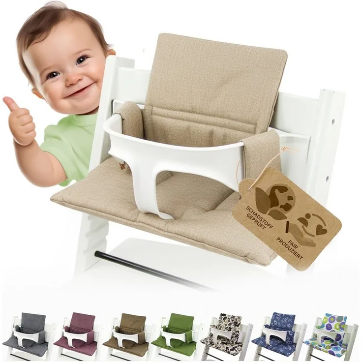 BambiniWelt by Rafael K. Hochstuhlauflage Ersatzbezug Bezug Sitzkissen kompatibel mit Stokke Tripp Trapp Mod. 2