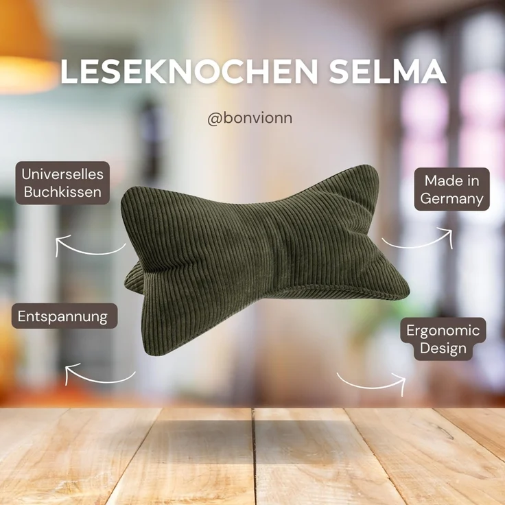 BONVIONN Leseknochen SELMA - ca. 42 x 22 cm - 2er Set dunkelgrün – Bild 3
