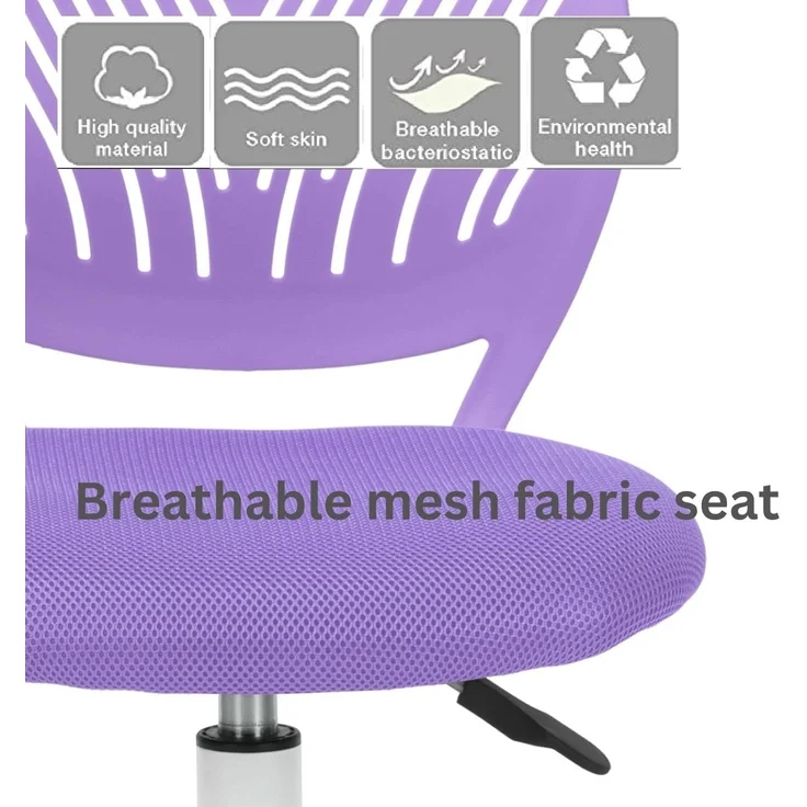 FurnitureR 2 Stück farbenfroher Stuhl, Computersitz, modern und verstellbar, Armlehne und Drehgelenk, Schreibtisch für Kinder, Arbeitszimmer, Arbeitsstuhl, Violett, Metall, Violett, 38,5x40 cm x – Bild 5
