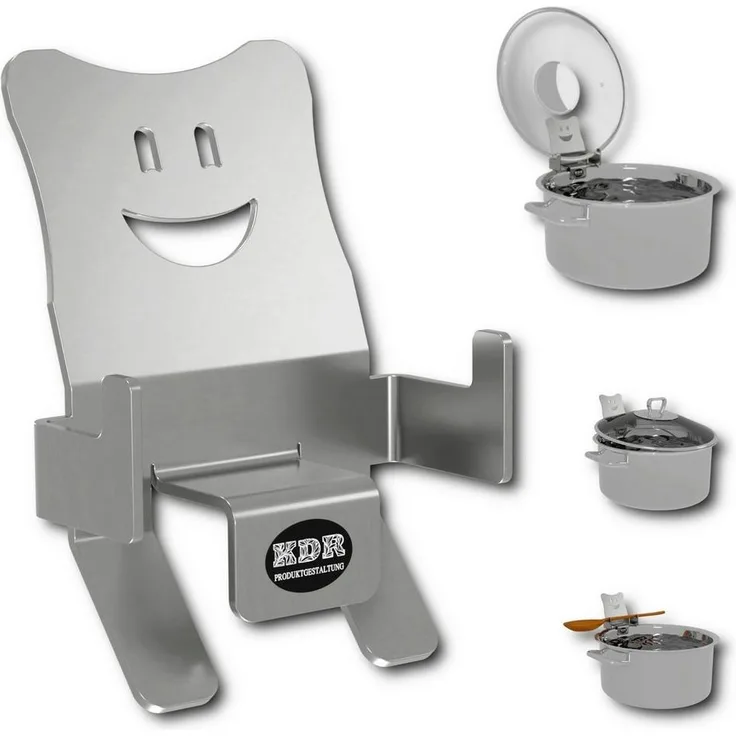 KDR Produktgestaltung Kochtopf Topfdeckelhalter Überkochschutz Deckel Halter Heber Ablage Kochlöffel, (1-tlg), 1x Halter