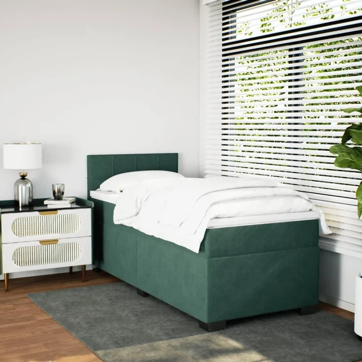 vidaXL Boxspringbett mit Matratze Dunkelgrün 80x200 cm Samt 3286165 – Bild 3