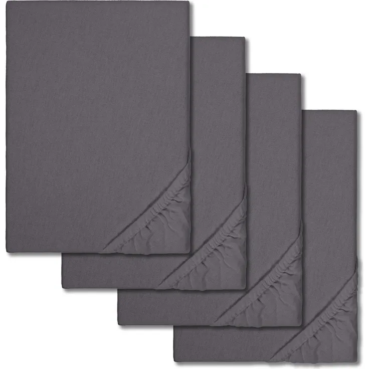 4er-Set Setex Feinbiber Spannbettlaken anthrazit 90 x 200 cm (4 Stück)