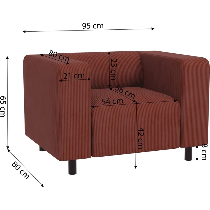 S-Style Möbel Sessel Gustav aus Cord-Stoff mit bequemem Sitz (Sessel x 1), mit Wellenfederung – Bild 4