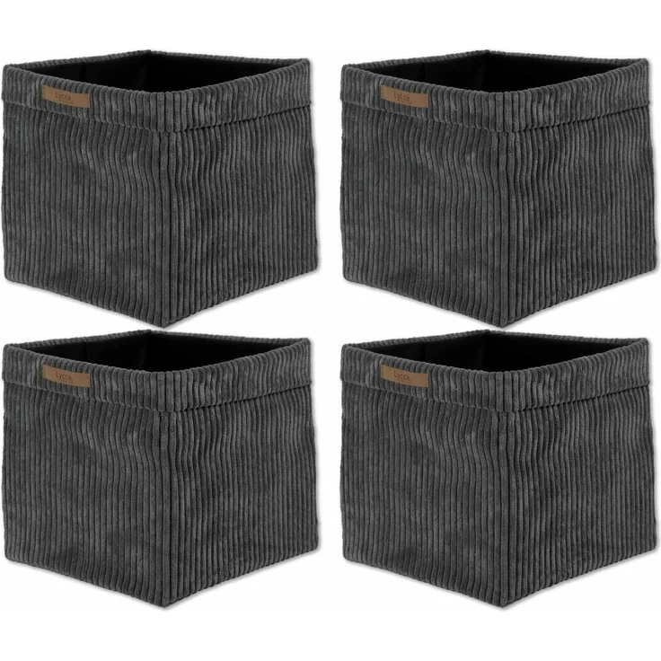 Lycce faltbare Aufbewahrungsbox, 4er Set - Cord, passend für Kallax Regal, abnehmbarer Bezug, robust, formstabil Grau 31x33x33cm – Bild 1