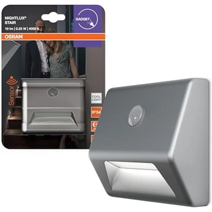 Osram LED-Nachtlicht Nightlux Stair mit Licht- & Bewegungssensor 7,3 cm kaltweiß silber – Bild 4