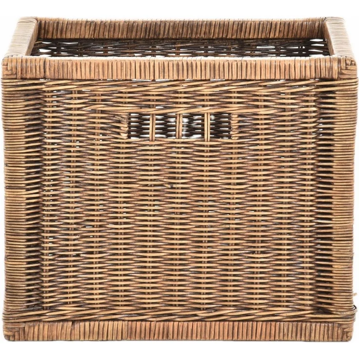 Krines Home Regalkorb Set/2 Stabiler Regalkorb mit Holzrahmen Schubfach aus echtem Rattan (Set, 2 St, 2 Stück), Schübe Box zur Aufbewahrung Regalkorb Schrankkorb Griff (Set 42x32x32) – Bild 3