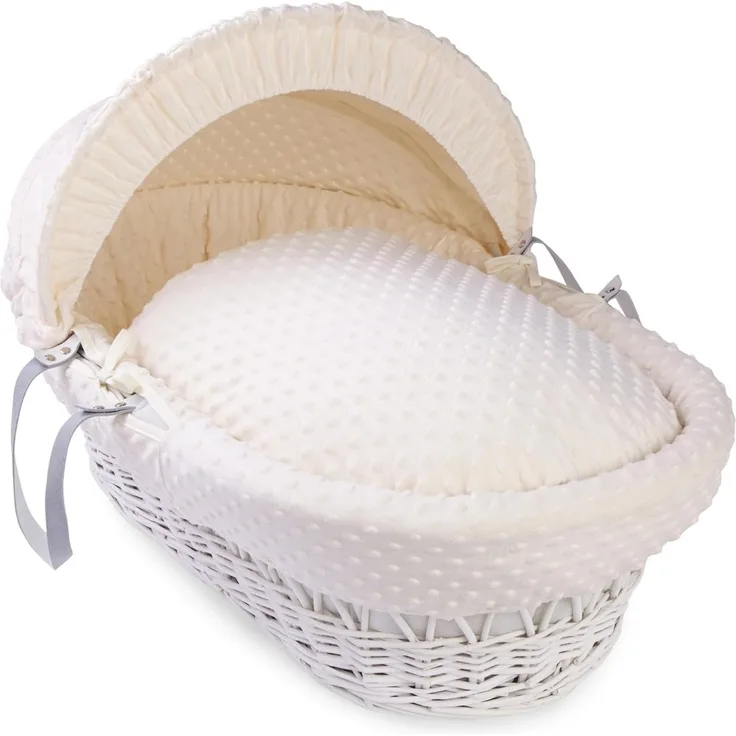 Clair de Lune Dimple Weidenkorb mit Bettwäsche, weiß, 68x30 cm (Creme)