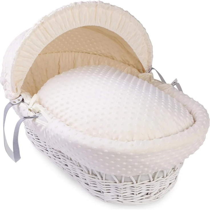 Clair de Lune Dimple Weidenkorb mit Bettwäsche, weiß, 68x30 cm (Creme)