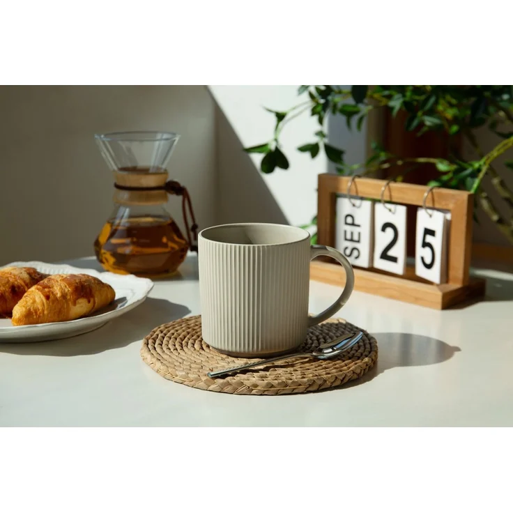 OTTO home Becher Kaffeebecher Ylvii, 6er Set, 6-tlg, Steinzeug, Riffeloptik, spülmaschinenfest und mikrowellengeeignet, 460 ml – Bild 3