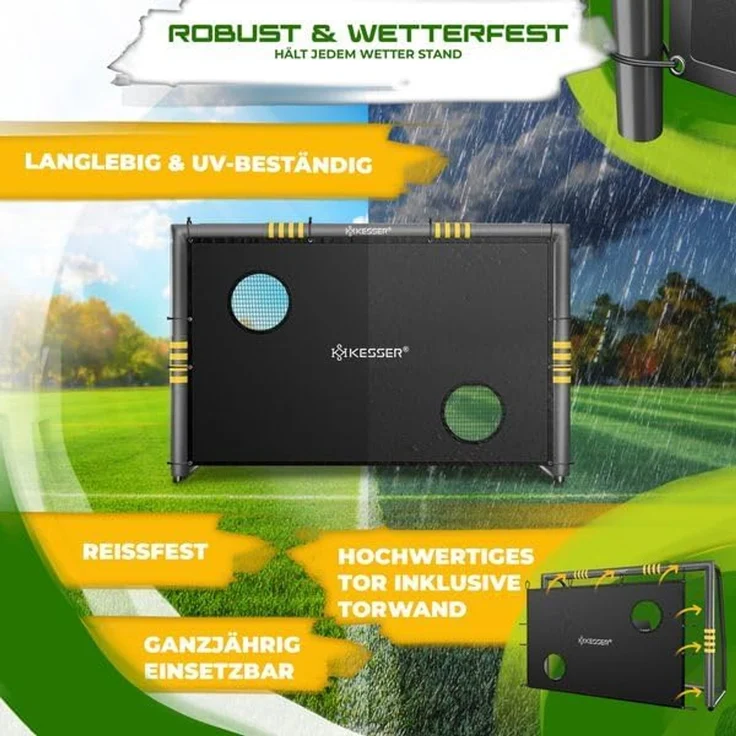 KESSER® Fußballtor für Garten, Outdoor Schusstraining, UV-beständigem Netz, Stahlrahmen mit Polsterung, Erdhaken, Luftpumpe, Hütchen, mit Torwand, Anthrazit, 120 x 60 x 180 cm – Bild 6