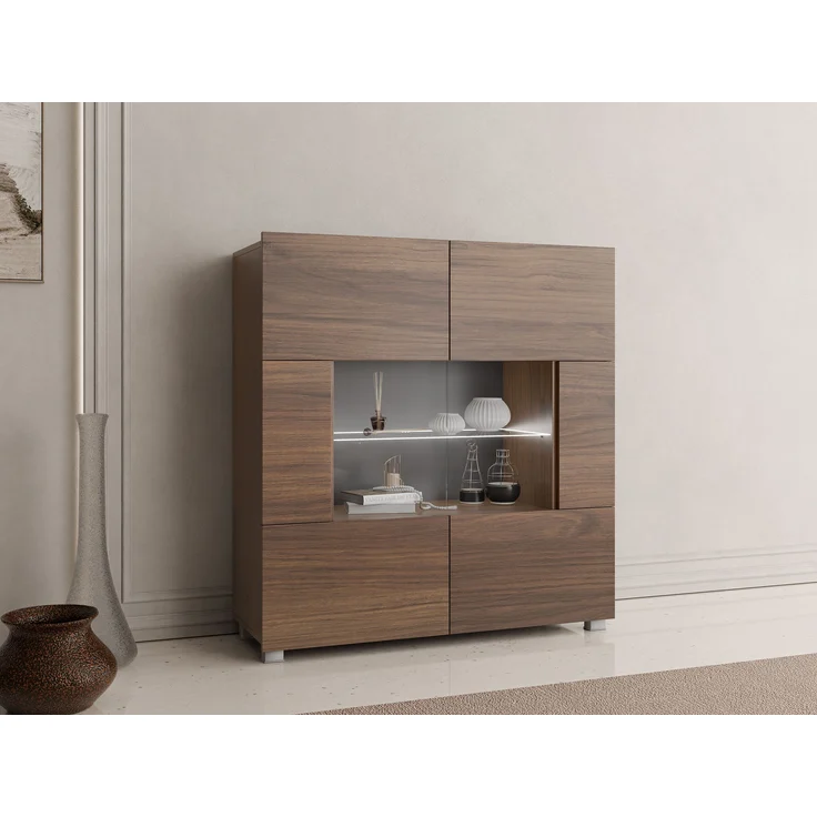 Kommode Calabrini BR01 (Farbe: Nuss Warmia, mit weißer LED Beleuchtung) – Bild 2