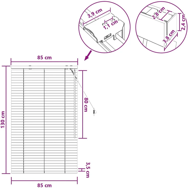 vidaXL Venezianische Jalousie Eichenoptik 85 x 130 cm 35 mm 42015313 – Bild 9