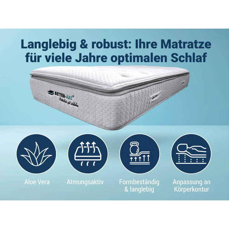 Betten-ABC Hotelmatratze GrandLux - mittelfeste Taschenfederkernmatratze mit Klimafaserbezug, Größe: 100x200 cm – Bild 4