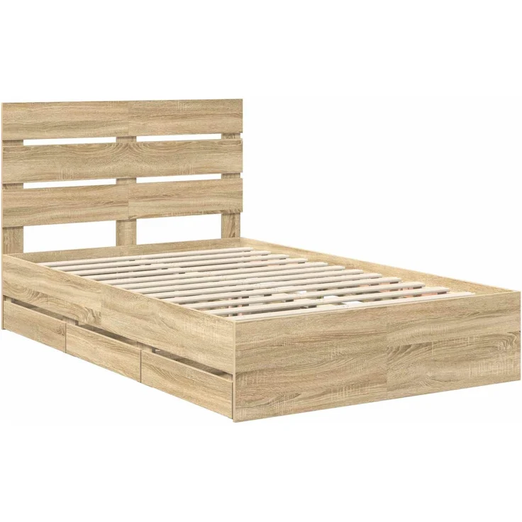 vidaXL Bettrahmen Sonoma-Eiche 120 x 190 cm Ingenieurs Holz 3411849 – Bild 4