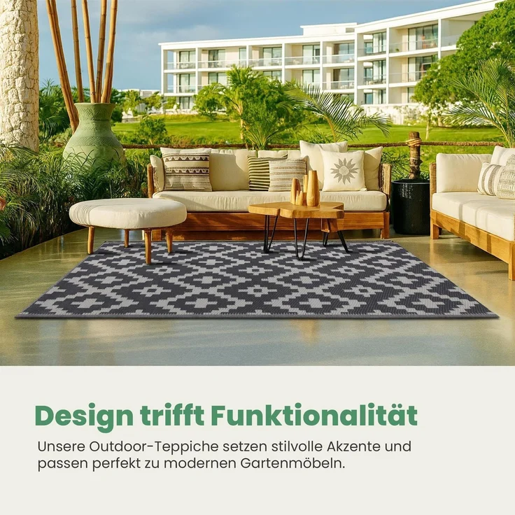 Bestlivings Outdoor Teppich Wetterfest und UV-Beständig ( 80x250cm / Ethno ) Teppich aus Kunststoff für Garten, Balkon, Terrasse - Outdoorteppich – Bild 3