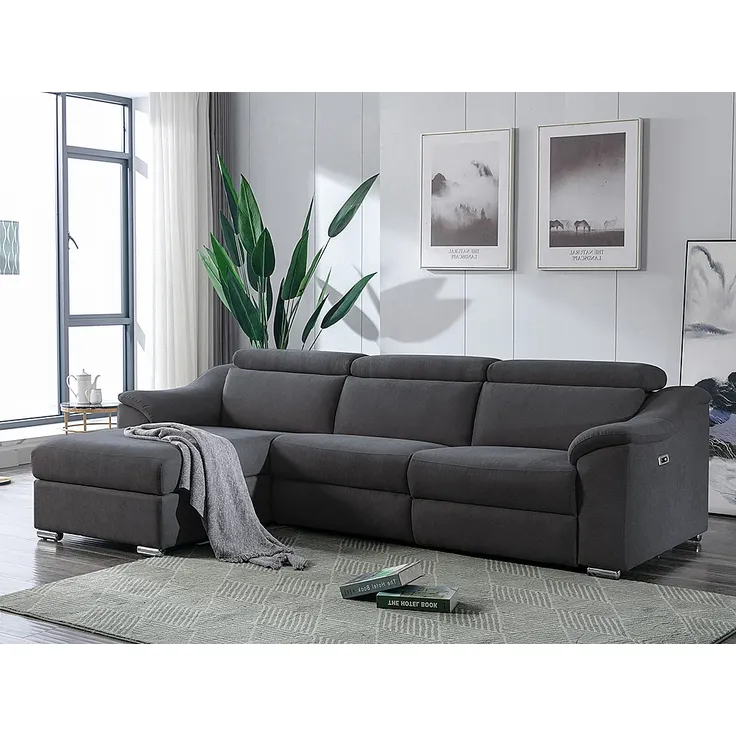 Ecksofa mit elektrischer Relaxfunktion PEDRERA - Stoff - Anthrazit - Ecke links