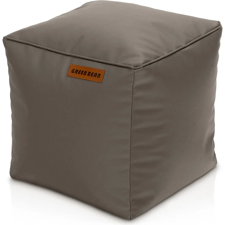 Green Bean® Sitzhocker aus Kunstleder - Pouf mit EPS Perlen Füllung - 40 x 40 cm - perfekte Ergänzung zum Sitzsack - Hellbraun-Grau – Bild 1
