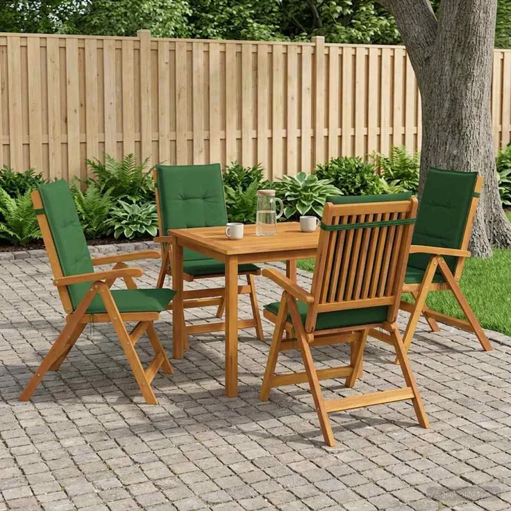 vidaXL 5-teiliges Garten-Esszimmer-Set 4-Sitzer Grün Massivholz Akazie 3434601