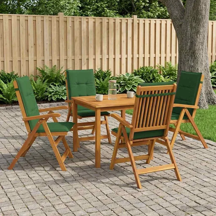 vidaXL 5-teiliges Garten-Esszimmer-Set 4-Sitzer Grün Massivholz Akazie 3434601 – Bild 1