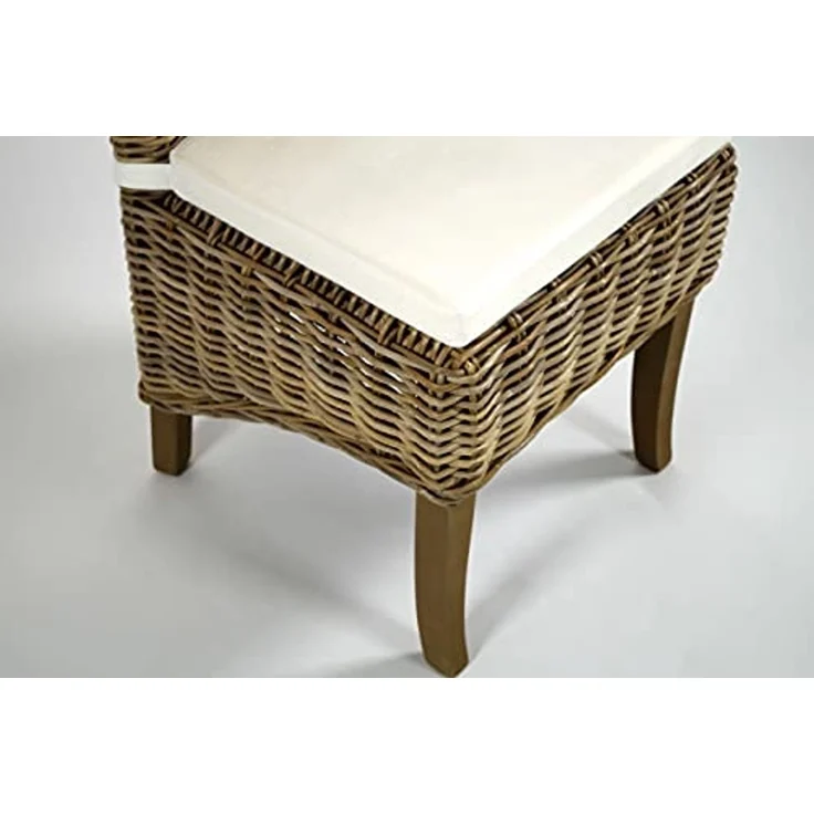 Kobolo Rattanstuhl NEWPORT Stuhl Hochlehner Rattan grau mit Kissen (kubu grey) – Bild 6