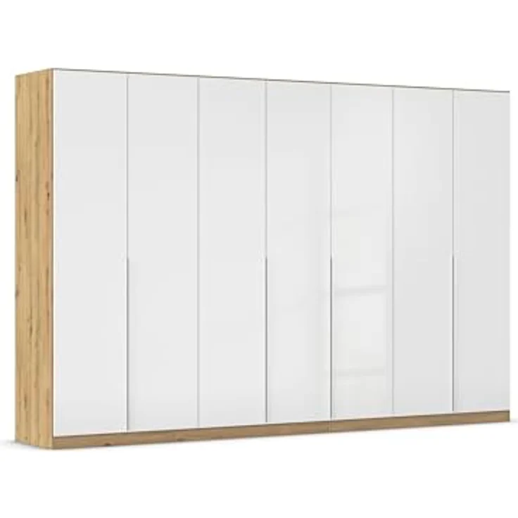 Rauch Möbel Alabama, Kleiderschrank für Schlafzimmer, Kinderzimmer, Wohnzimmer, Garderobe, Flur, 7-türig, mit Premium Zubehör, Farbe Weiß Hochglanz/Eiche Artisan, Holz, Breite 315 cm – Bild 1