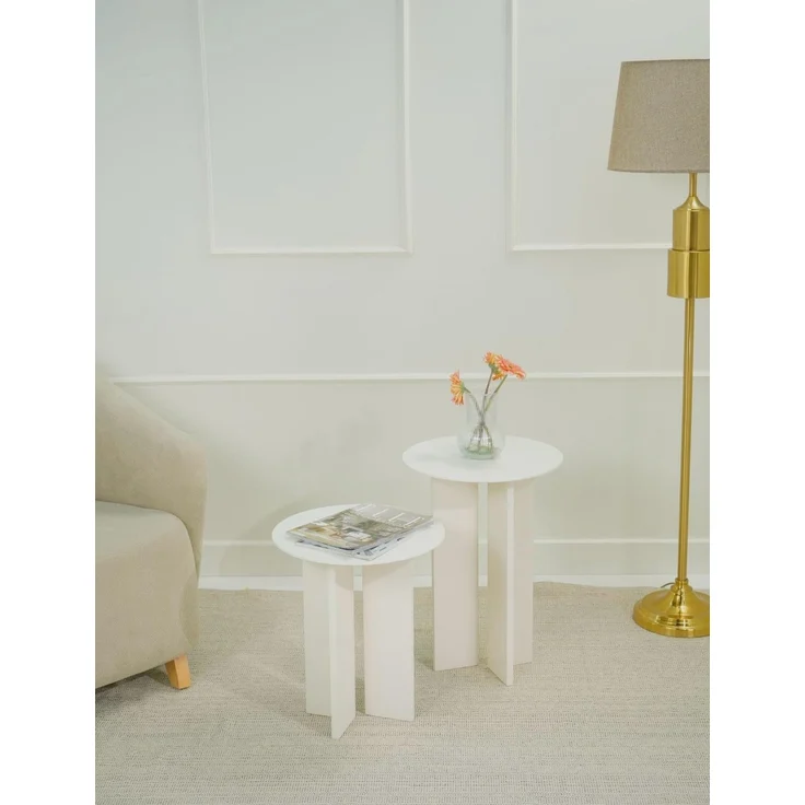 Skye Decor 'Leo (55 + 45) - Cream' Couchtisch-Set, Creme, 40 x 55 x 40 cm – Bild 2