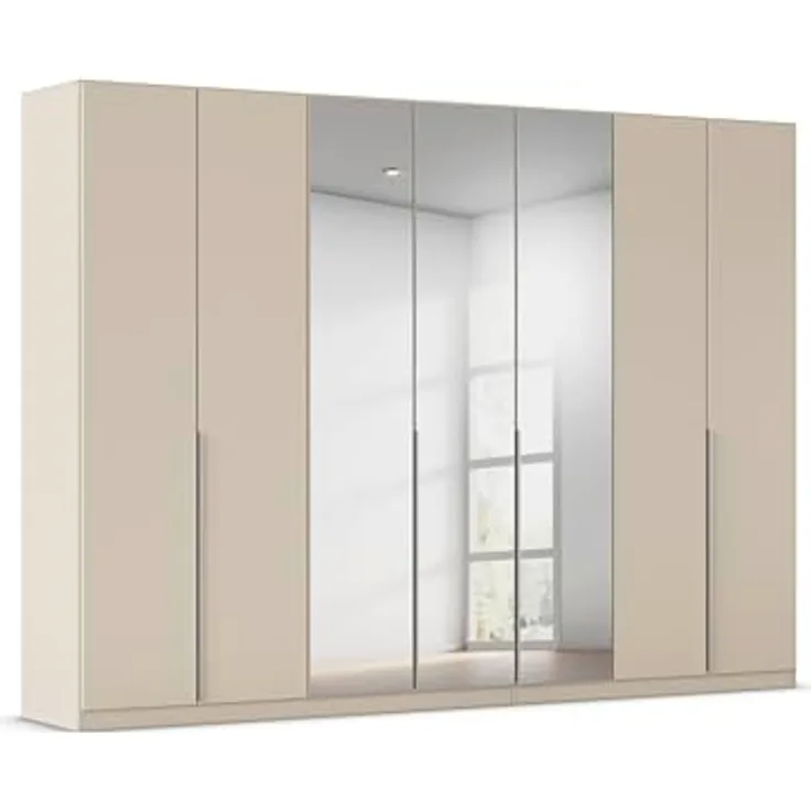 Rauch Möbel Alabama, Kleiderschrank für Schlafzimmer, Kinderzimmer, Wohnzimmer, Garderobe, Flur, 7-türig, Spiegel, mit Zubehör Premium, Farbe Beige, Breite 315 cm