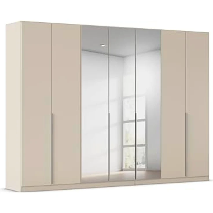 Rauch Möbel Alabama, Kleiderschrank für Schlafzimmer, Kinderzimmer, Wohnzimmer, Garderobe, Flur, 7-türig, Spiegel, mit Zubehör Premium, Farbe Beige, Breite 315 cm – Bild 1
