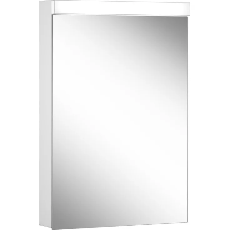 Schneider DAILY Line Ultimate LED Lichtspiegelschrank, 1 Tür Anschlag wechselbar, Steckdose rechts, 50 x 74,8 x 13 cm, 178.052.02.02, Ausführung: EU-Norm/Korpus weiss - 178.052.02.02