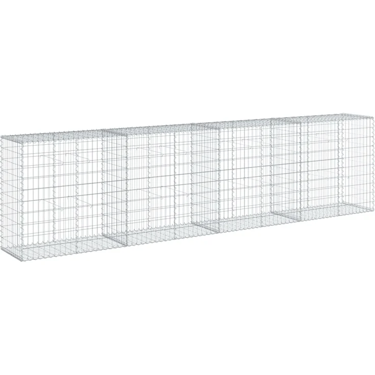 vidaXL Gabione mit Deckel 400x50x100 cm Verzinktes Eisen 3295145 – Bild 4