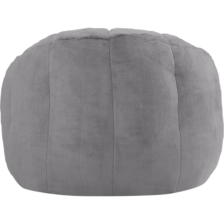Sitzsack 105 x 105 x 70 cm mit Fußhocker – Blütenform aus Kaninchenfell-Imitat in Grau – Bild 10