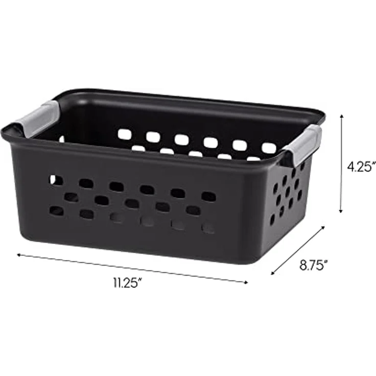 Iris Ohyama, 12er-Set 5L, aufbewahrungskörbe aus Kunststoff, Vielseitige Ordnungsbox, Stapelbar & platzsparend, Nachhaltige Organisation, BPA-frei, Körbe & Behälter für Bad & Küche, Schwarz, OSB-S – Bild 2