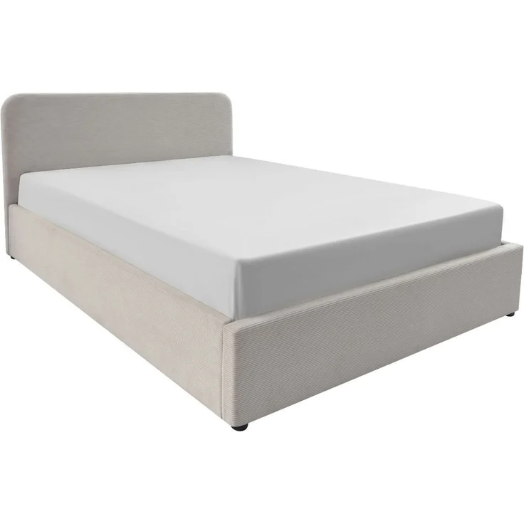 Casâme Bettkasten 140x190 cm mit Kopfteil bezogen mit beigem - LIVY - Beige – Bild 6