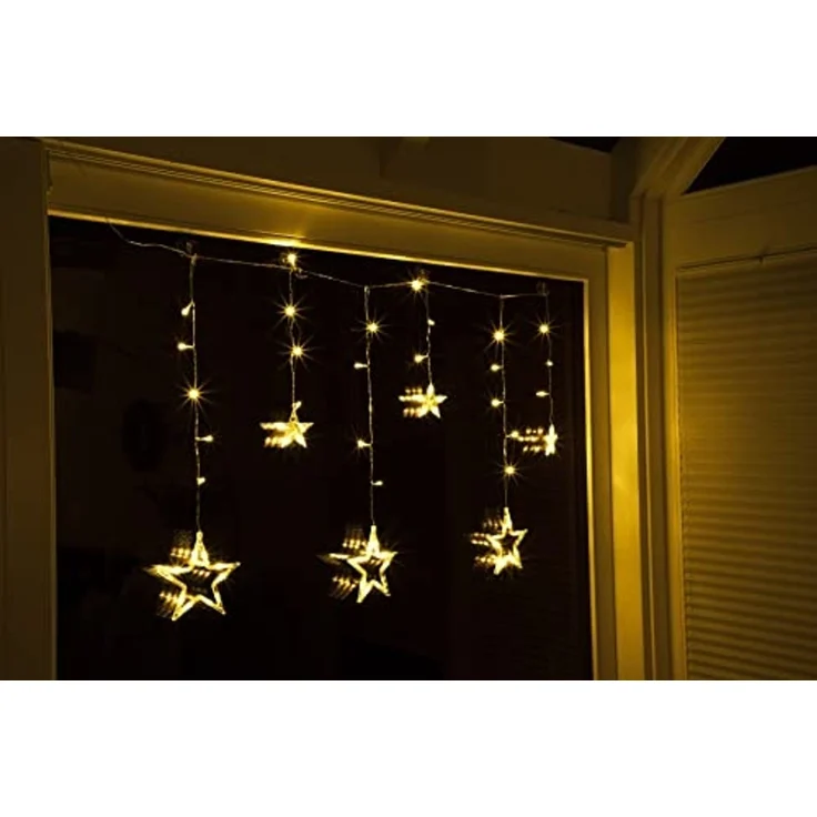 GartenHero LED-Lichtervorhang LED Lichterkette Sterne Lichtschlauch Weihnachten Sternenvorhang – Bild 3