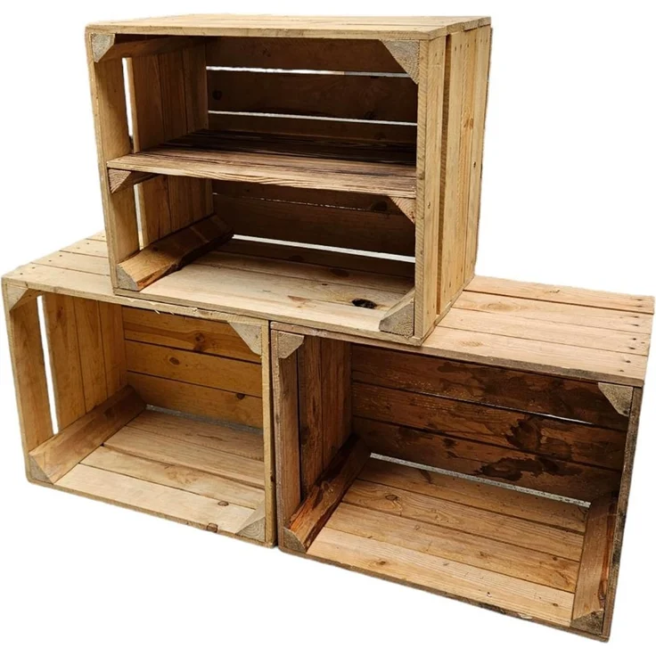 Holzkisten Vintage 3er Set 50 x 40 x 30cm mit Regal lang verbaut – Bild 4