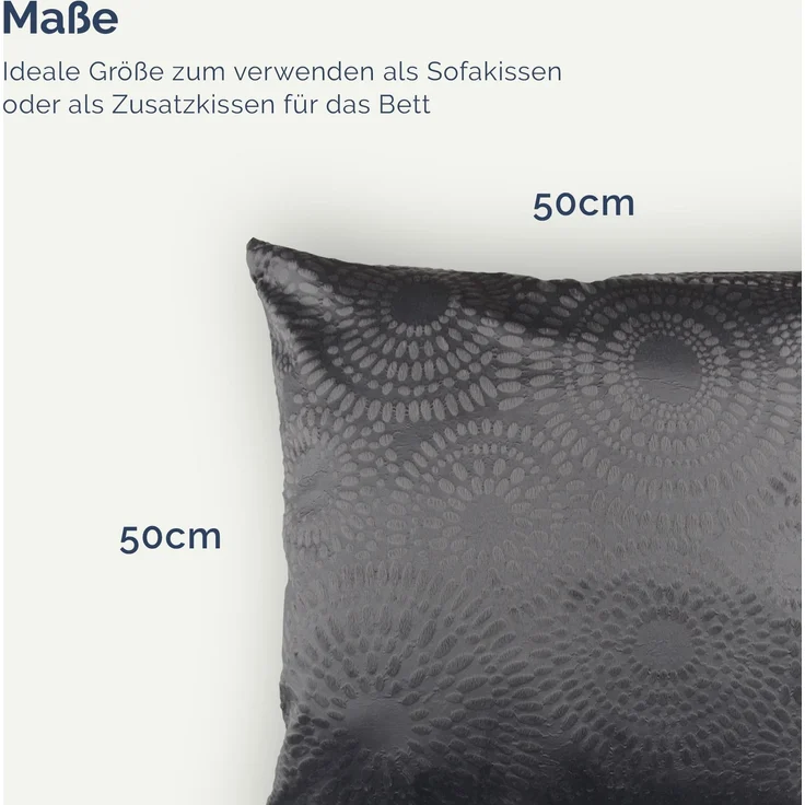 Dekokissen 50x50 mit verd. Reißverschluss, ( Anthrazit ) Kissenbezug inkl. Füllkissen "Punkte", Dekorative Kissenbezüge, weicher Bezug für Kissen – Bild 2