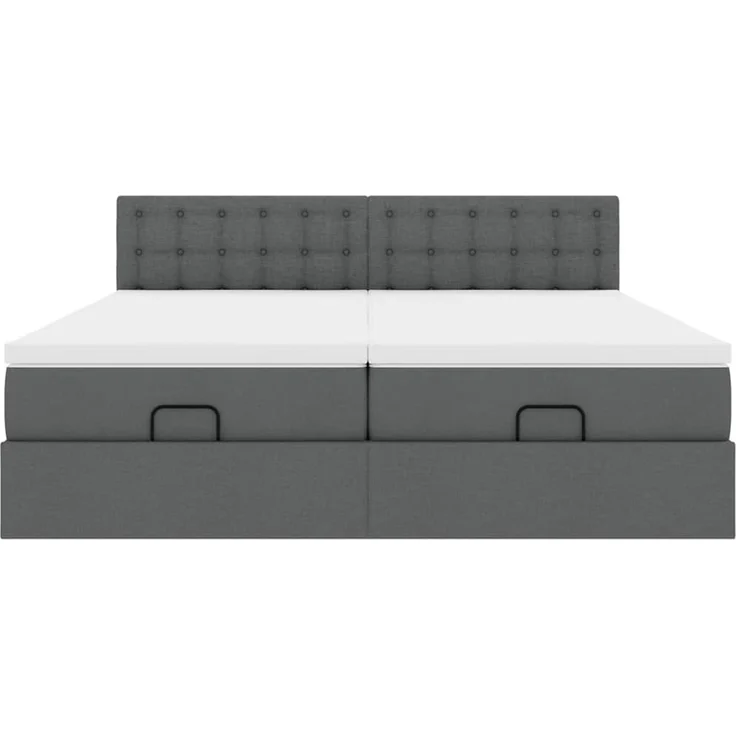 vidaXL Ottoman-Bett mit Matratzen Dunkelgrau 200x200 cm Stoff 3312044 – Bild 5